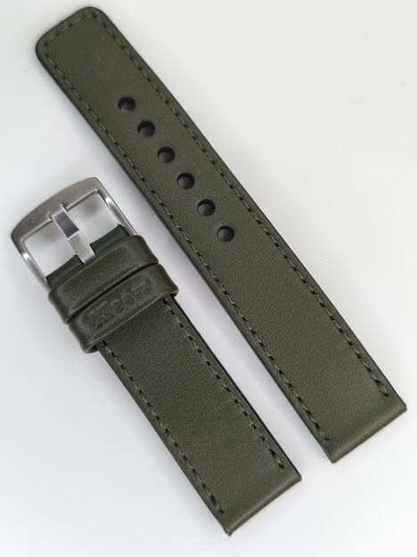 Pasek zielony skórzany gładki 22 mm