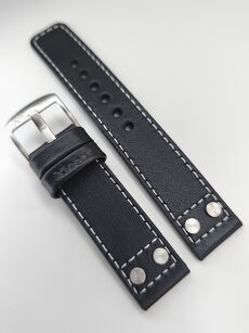 Pasek czarny skórzany Spark 22 mm